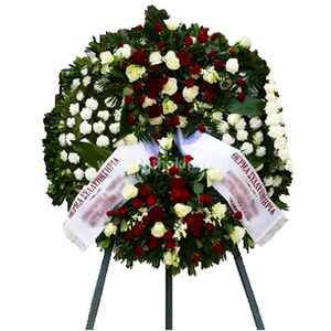 Funeral flower wreath (Tripod wheel with two arrangements)