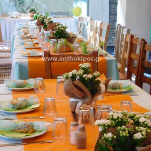 Christening for a boy with table decoration with kalachoea plants