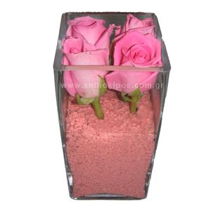Ρόζ τριαντάφυλλα σε γυαλί